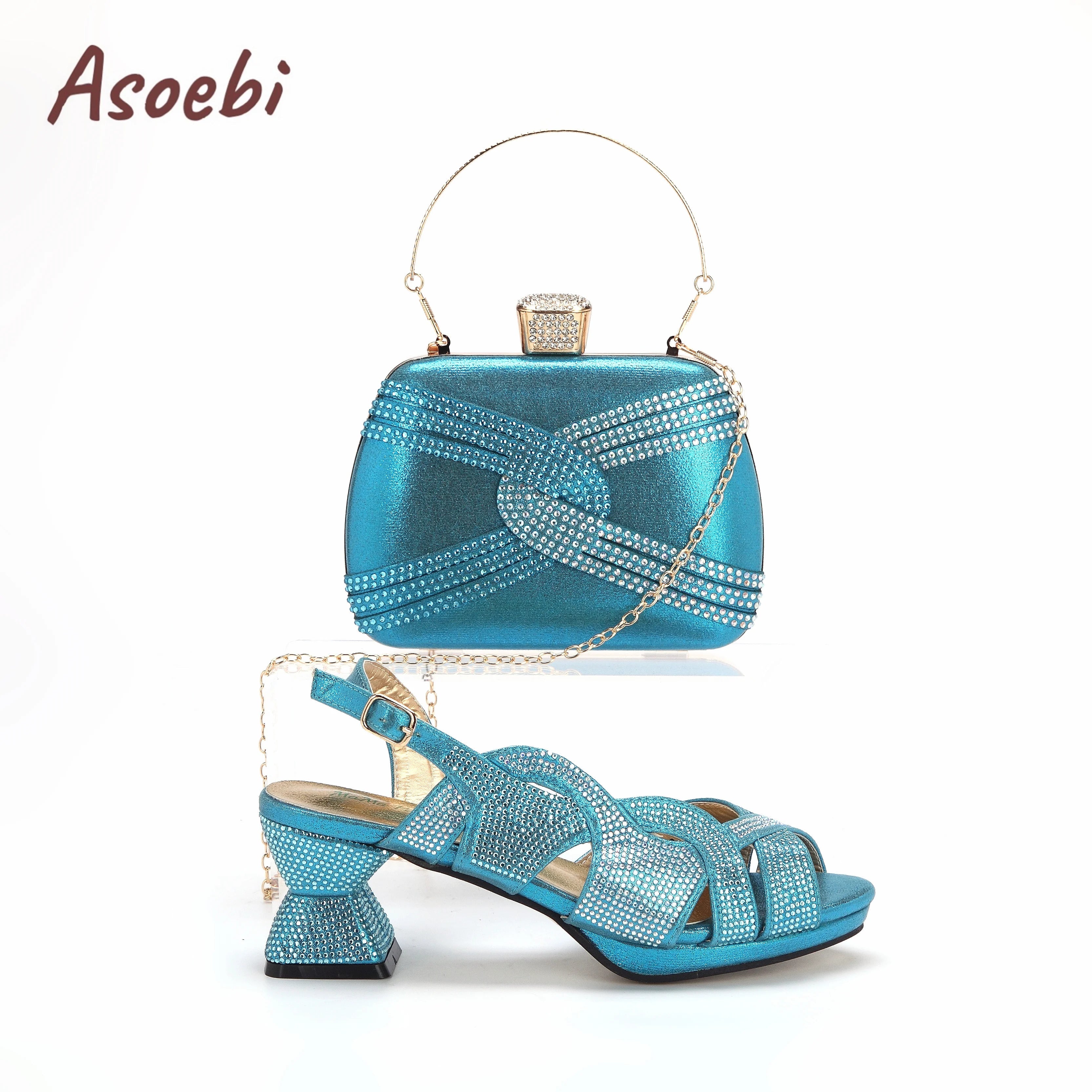 Purple Color Peep Toe Ladies Shoes Matching Bag Set