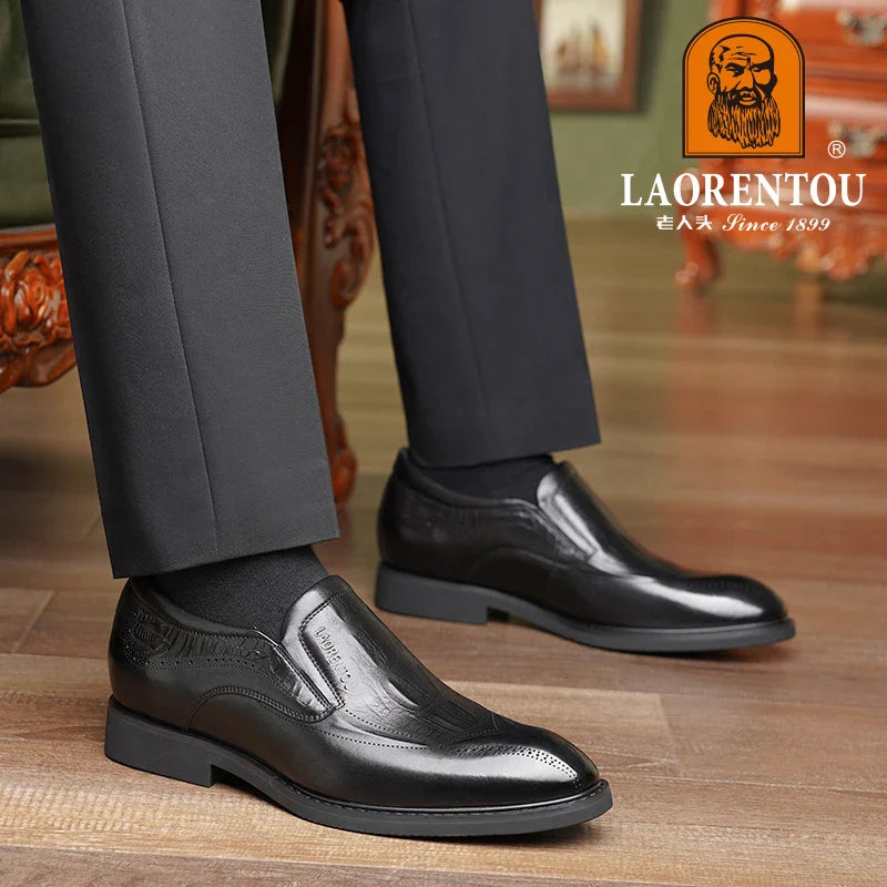 Men’s Crocodile Pattern Formal Business Shoes – Faux Leather Dress Footwear for Office & Events