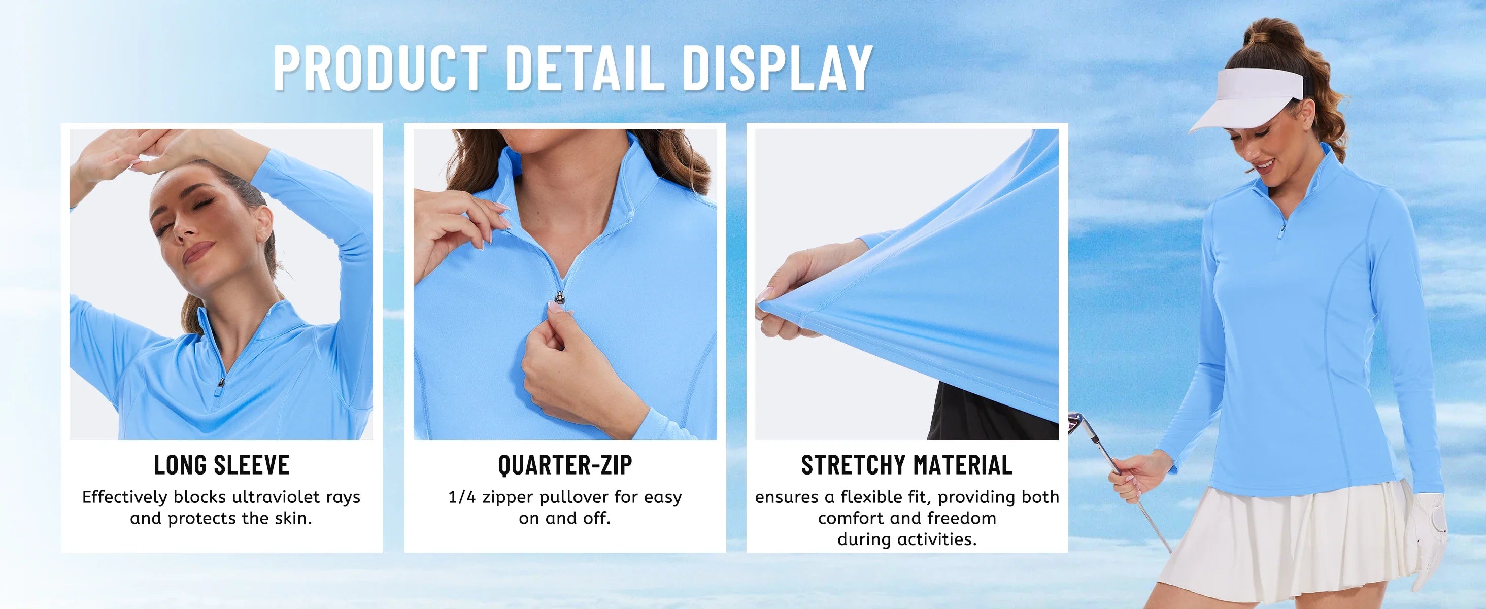UPF50+ Quick Dry Long Sleeve Performance T-Shirts Womens Sun Protection Running Hiking Fishing Tee Shirts Tops Outdoor