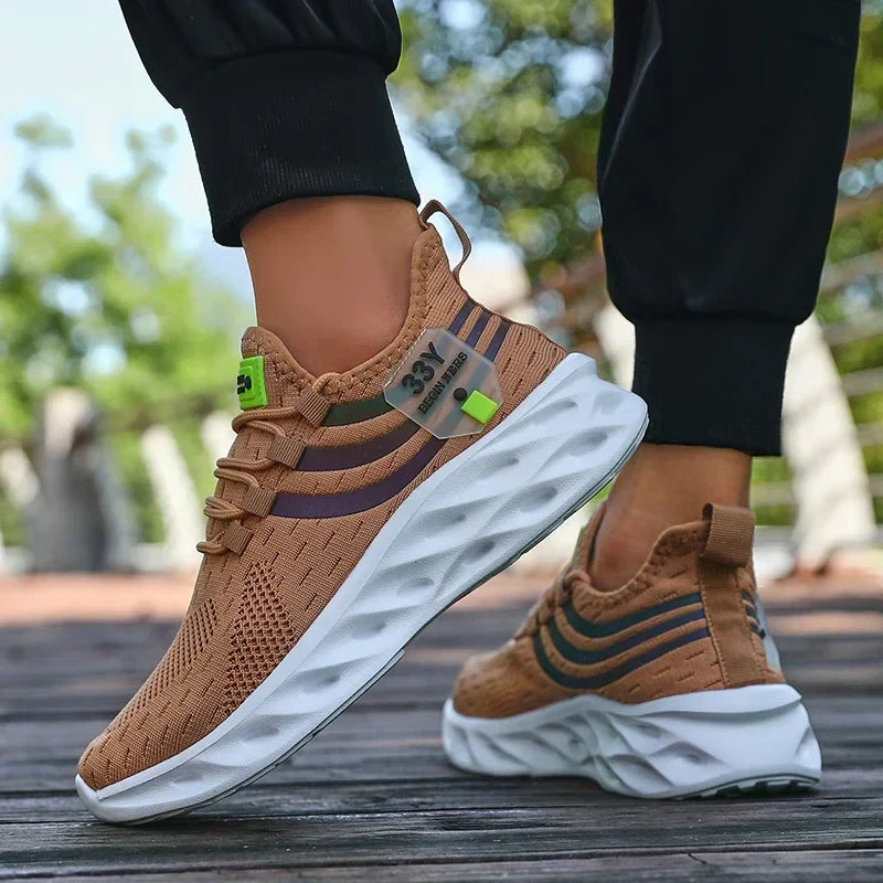Men's Summer Breathable Mesh Shoes Lightweight Non Slip Knit Running Sneakers Trendy Aesthetic Focused Jogging Basketball Shoes