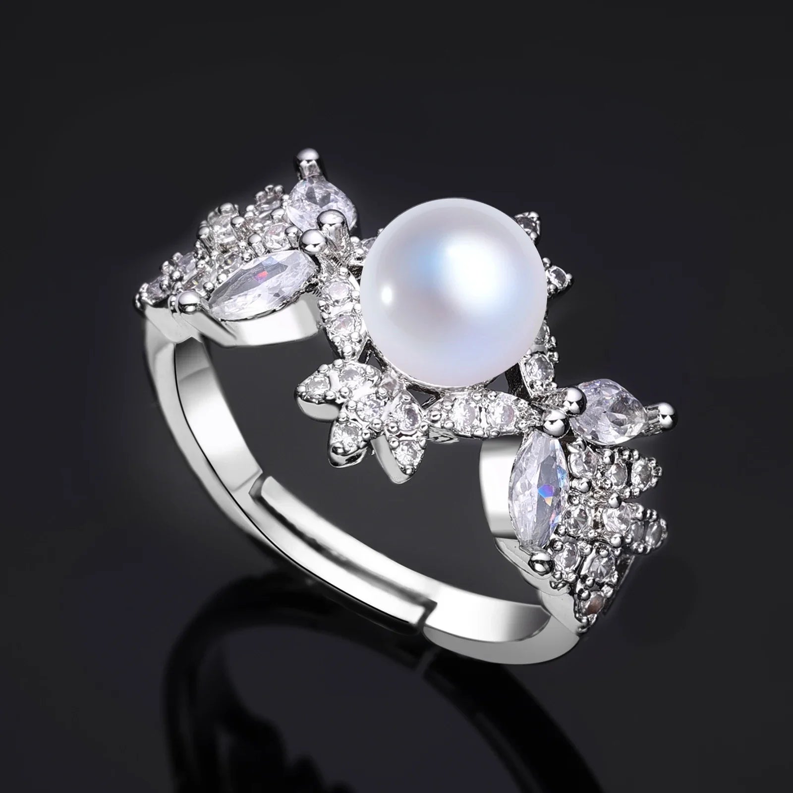 2023 New Cubic zirconia Pearl Necklace Earrings Set of 4 Women's Wedding Party All Zircon Dubai Bridal Jewelry Set Gift
