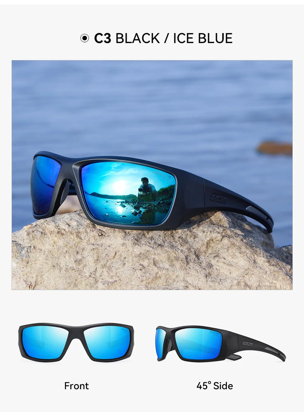 Outdoor Sports Polarized Sunglasses Men's Fishing TR90 Frame UV Protection Lens Shield Sun Glasses Women Eyewear with Box
