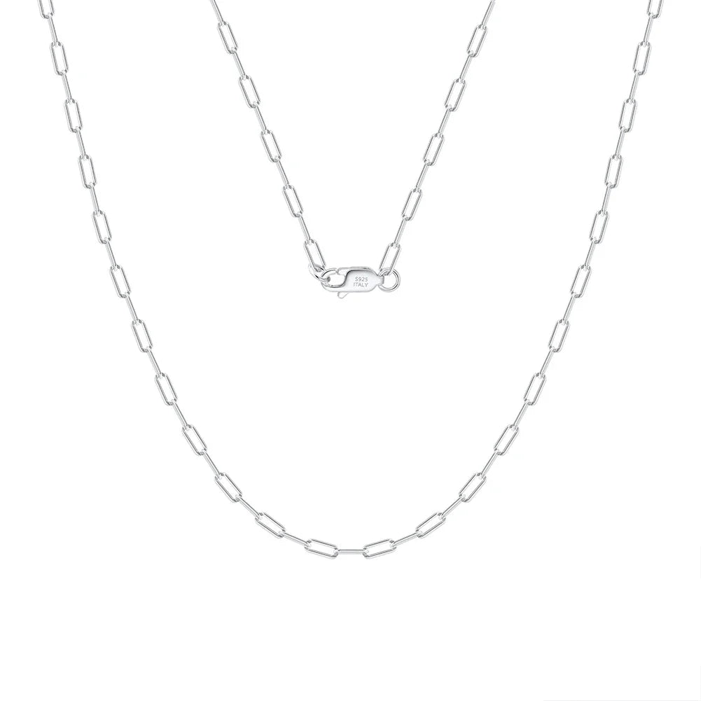 14K Gold 925 Sterling Silver 1.8mm Paperclip Neck Chain Fashion Link Chain Necklaces for Women Dainty Jewelry SC39