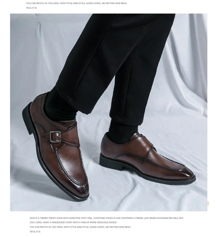 Men's business casual leather shoes cowhide retro round head British leather shoes men's leather big head men's shoes tide