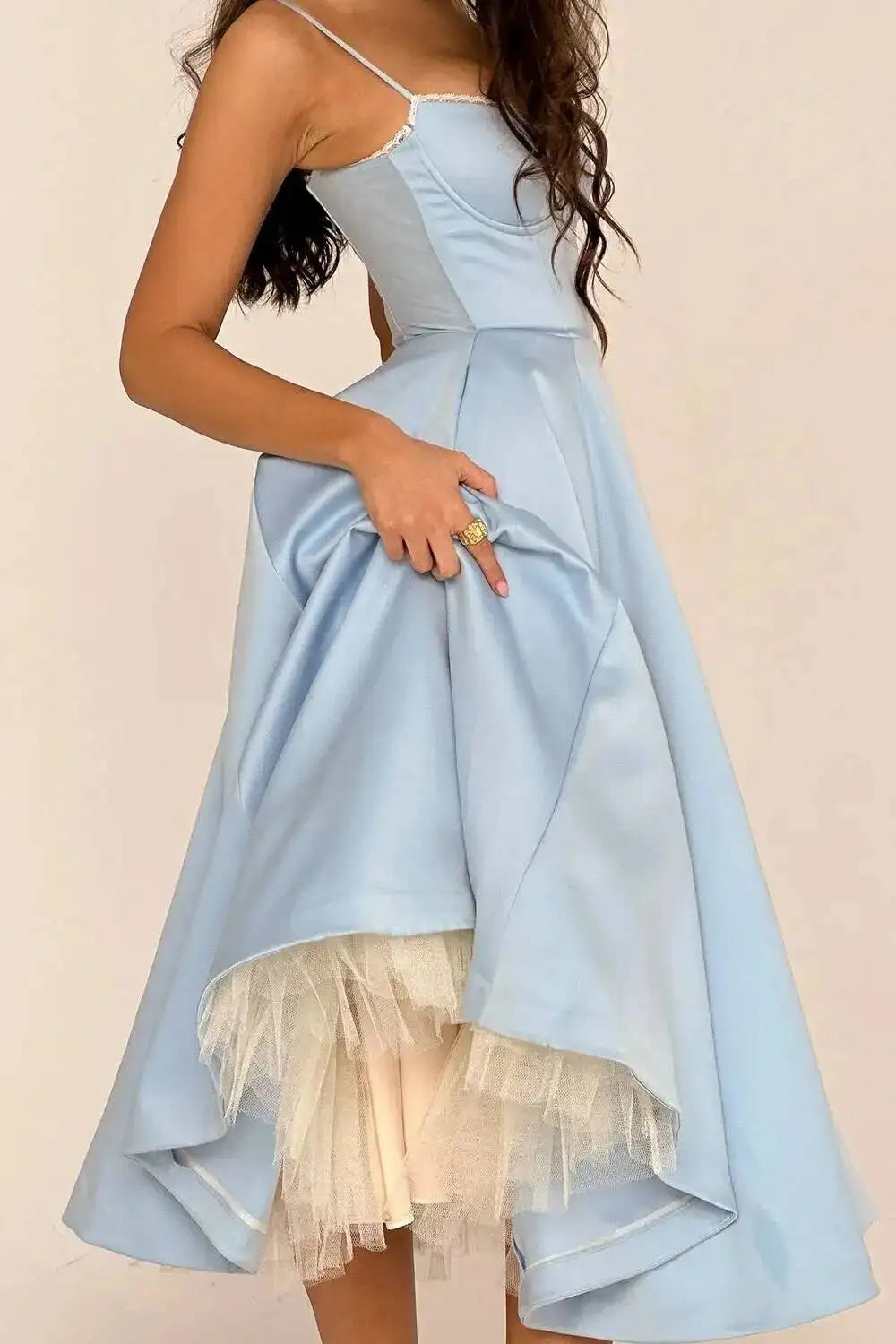 2026 Spring/summer High End Satin Strapless Heavy Industry French Waist Strap Sexy Hot Girl Medium Long Dress Women Elegant