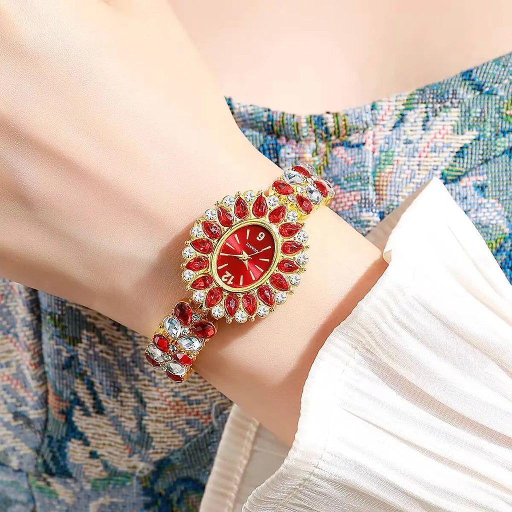 Fashion Women Watches Luxury Rhinestone Bracelet Strap Quartz Wristwatch Girls Clock Reloj Mujer