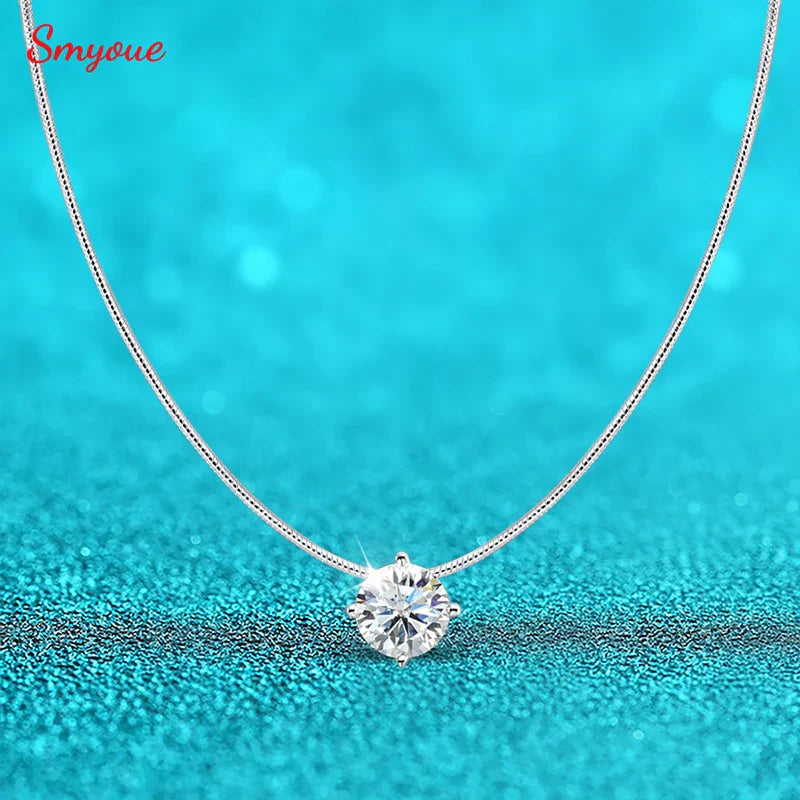 0.5-2CT D Color Certified Moissanite Necklace for Women Sparkling Lab Diamond 100% 925 Sterling Silver Pendants Wholesale