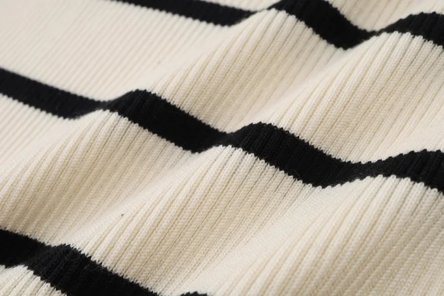 AW25 stripe knitting cardigan + sleeveless patch dress maxi matching set for woman clothing