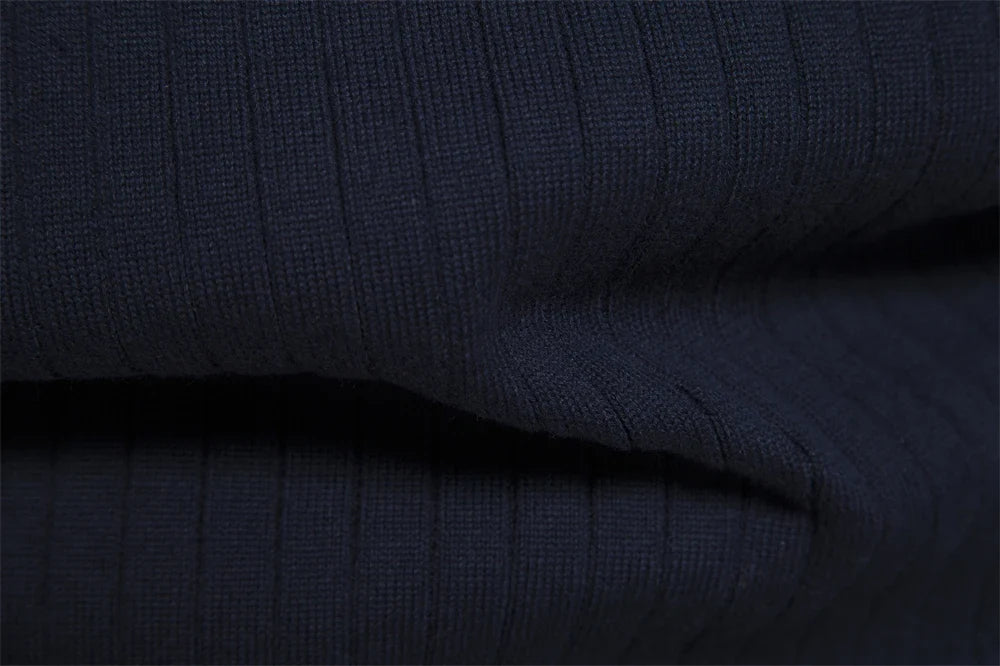 2024 Autumn Quarter Zipper Mock Neck Pullover Sweaters for Men Quality Warm Winter Cotton Knitted Men's Sweaters