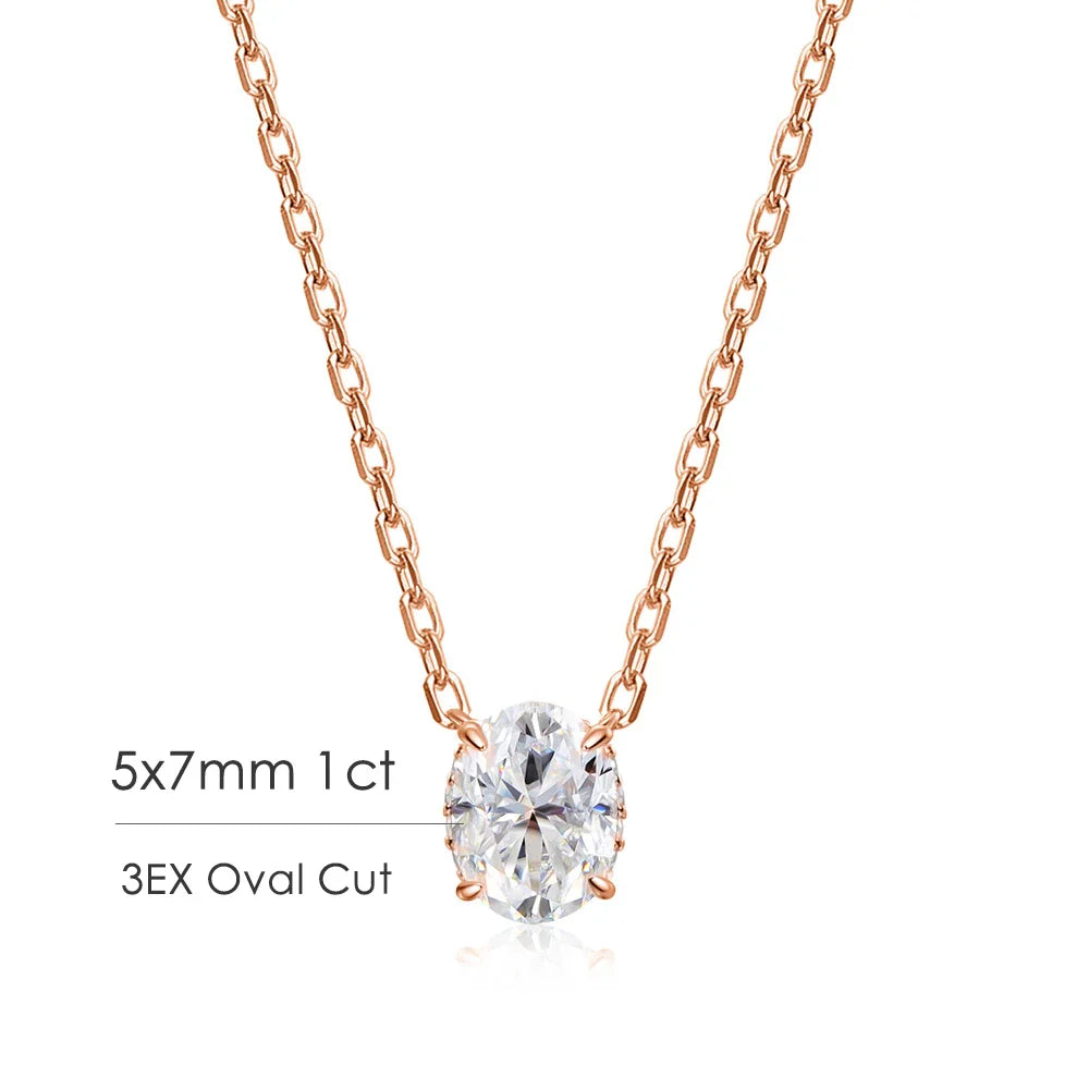 1-4.5ct Oval Cut Moissanite Necklaces for Women Daily Jewelry Solid 925 Silver Chain Wrap Diamond Pendant Birthday Gift