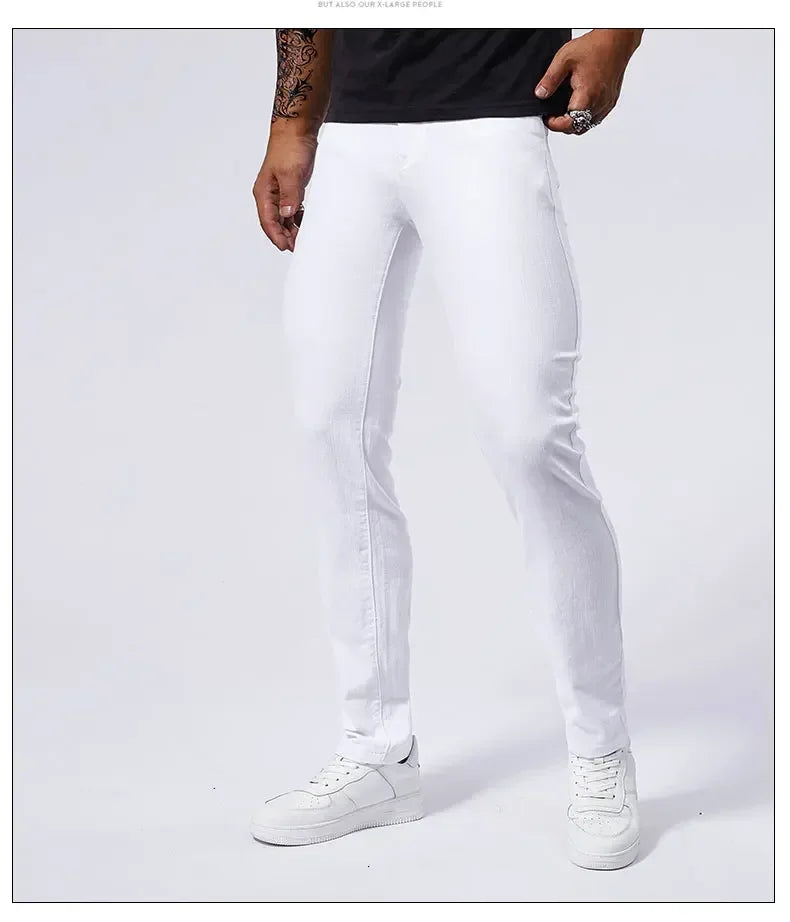 Men's White Casual Jeans New Denim Pants Comfortable Fashion Stretch Slim Fit Straight Trousers Male Clothing Streetwear Jeans