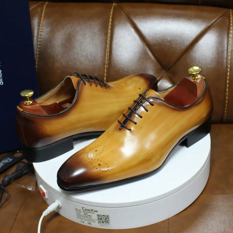 Men's Oxford Genuine Leather Shoes – Formal Lace-Up Business Footwear