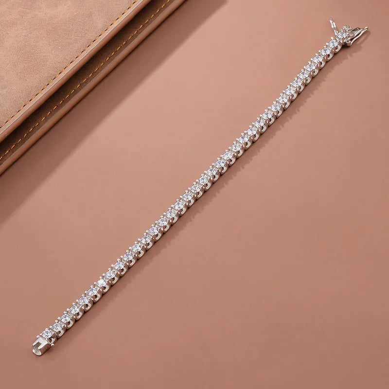 Bull Full 2.5mm 3.5mm D Color Moissanite Tennis Bracelet for Women Wedding Party Fine Jewelry S925 Silver Link Bracelets