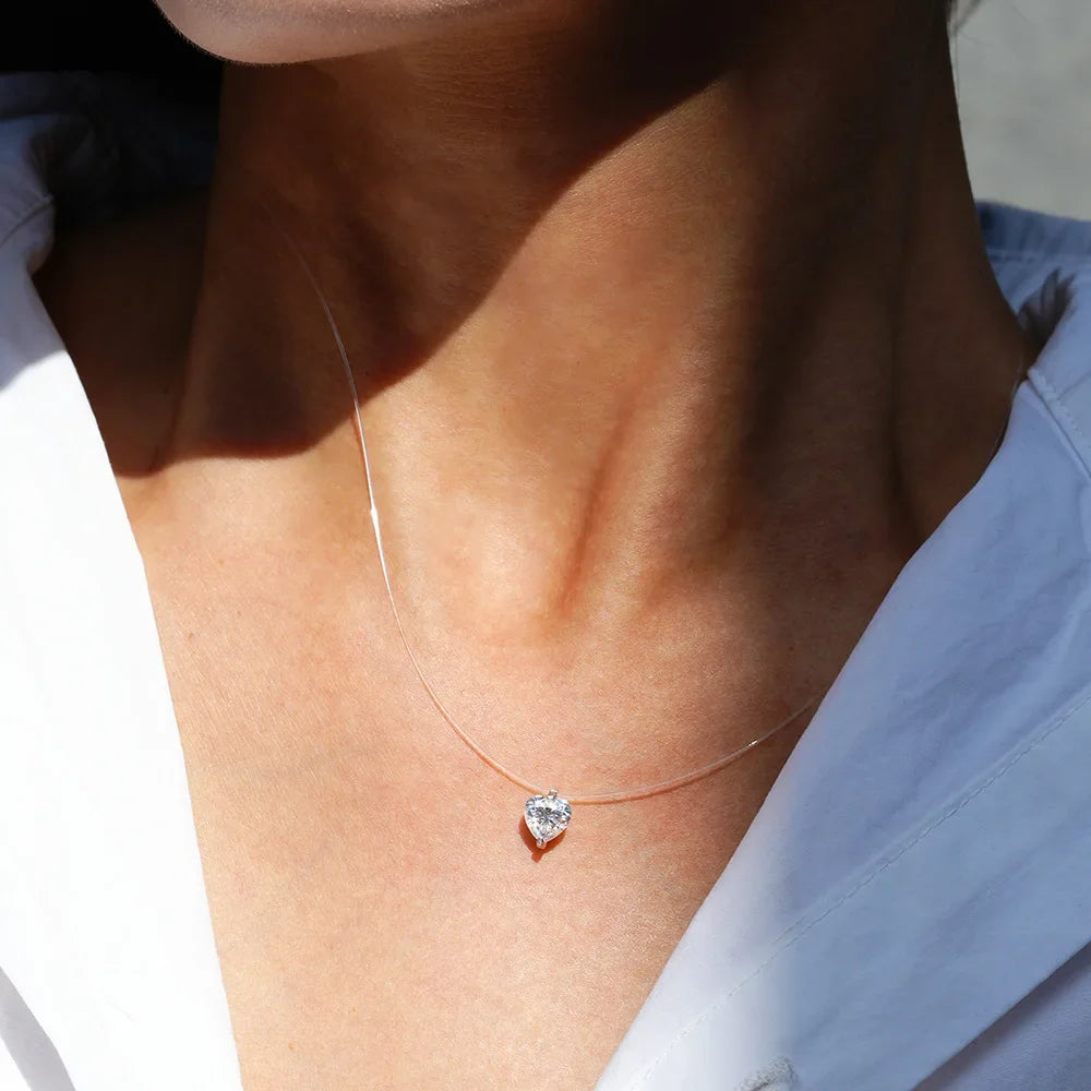 GRA Certified 1CT Marquise Cut Moissanite Pendant Necklace for Woman 925 Silver Fishing Line Water Drop Diamond Necklaces