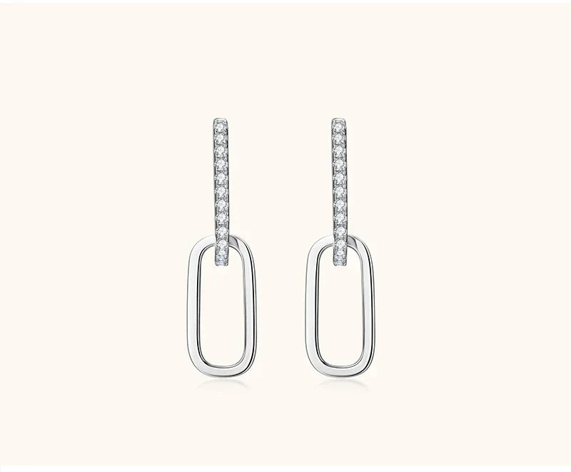 1.4mm Moissanite Paperclip Link Earrings for Women Silver 925 D Color Lab Diamond Huggie Hoop Earrings 2024 Trend Jewelry