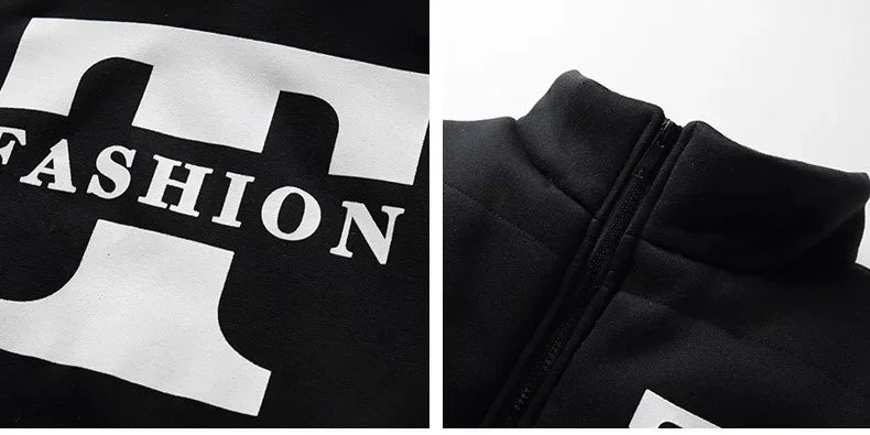 3 Pieces Set Hoodies+Vest+Pants Casual Track Suit Clothing Coats Winter Thick Warm Tracksuit for Couple Printed Mens Set Vest