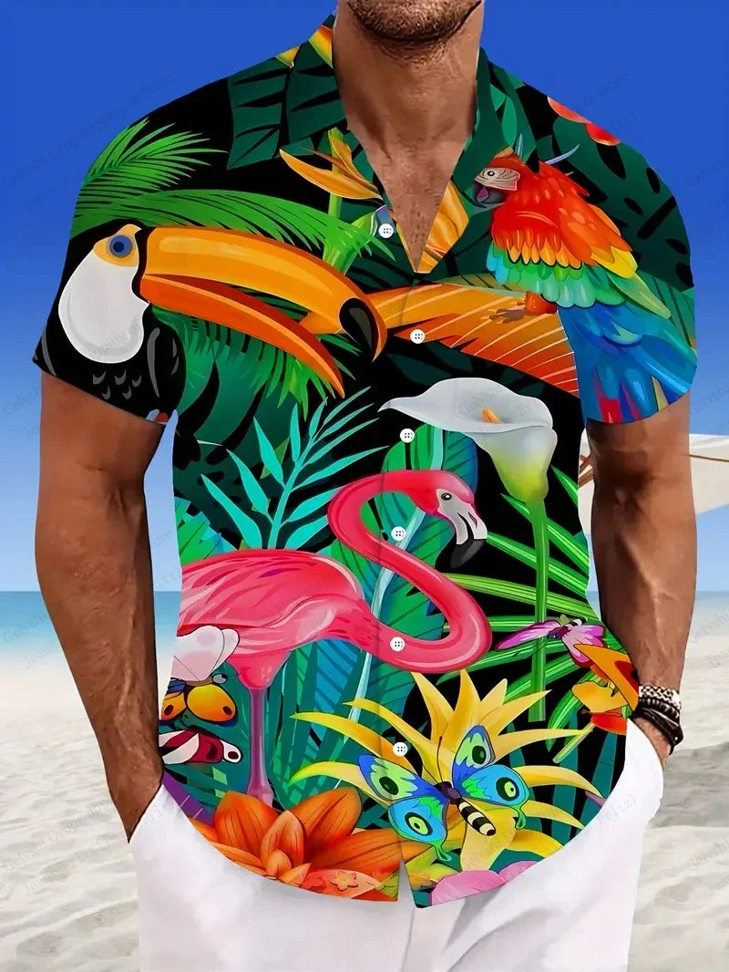 Men's Vocation Lapel Camisa Oversized Hawaiian Shirts