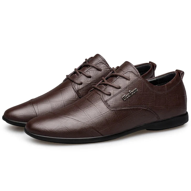 Luxury Business Oxford Genuine Leather Shoes Men Breathable Formal Dress Shoes Male Office Wedding Flats Footwear Evening Dress