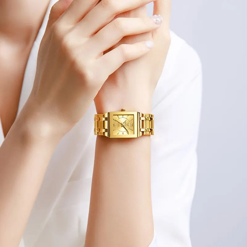 Luxury Golden Quartz Wristwatches For Female Girl Male Fashion 30m Waterproof Women Ladies Mens Watches Relogio Feminino