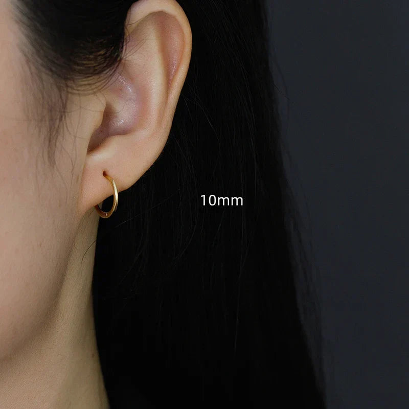925 Sterling Silver Minimalist Glossy Circle Hoop Earrings for Women Fashion Simple Ear Bone Piercing Jewelry Accessories
