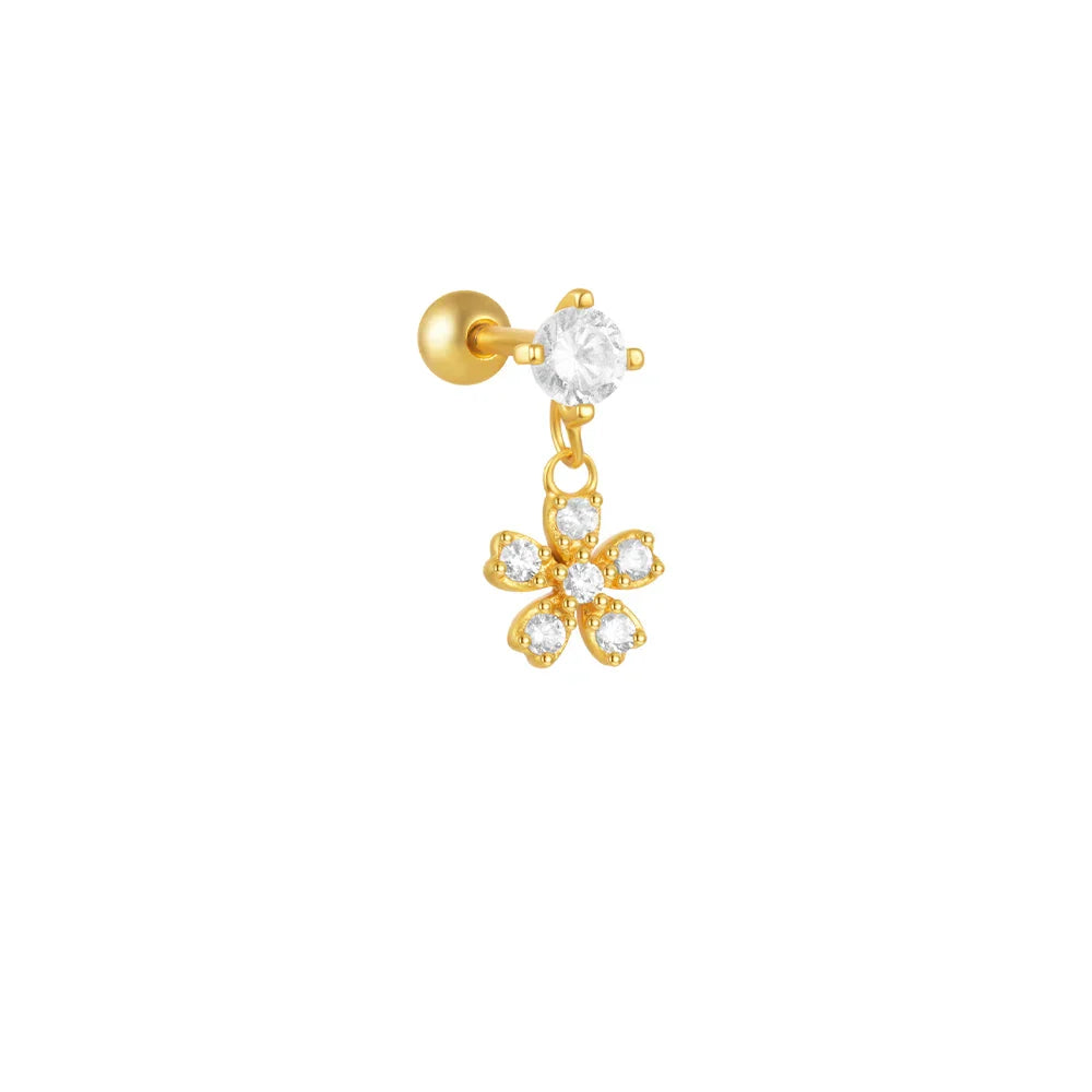 Heart Round Ball Flat Helix Piercing Earring 925 Sterling Silver Ear Studs Geometric Zircon Exquisite Trinket Studs Aretes