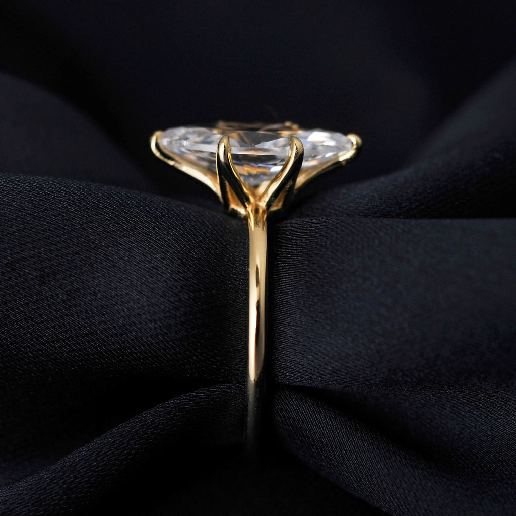 Vintage 9ct 5A Marquise Shape Cubic Zirconia Solitaire Engagement Ring For Women 925 Sterling Silver 14K Yellow Gold