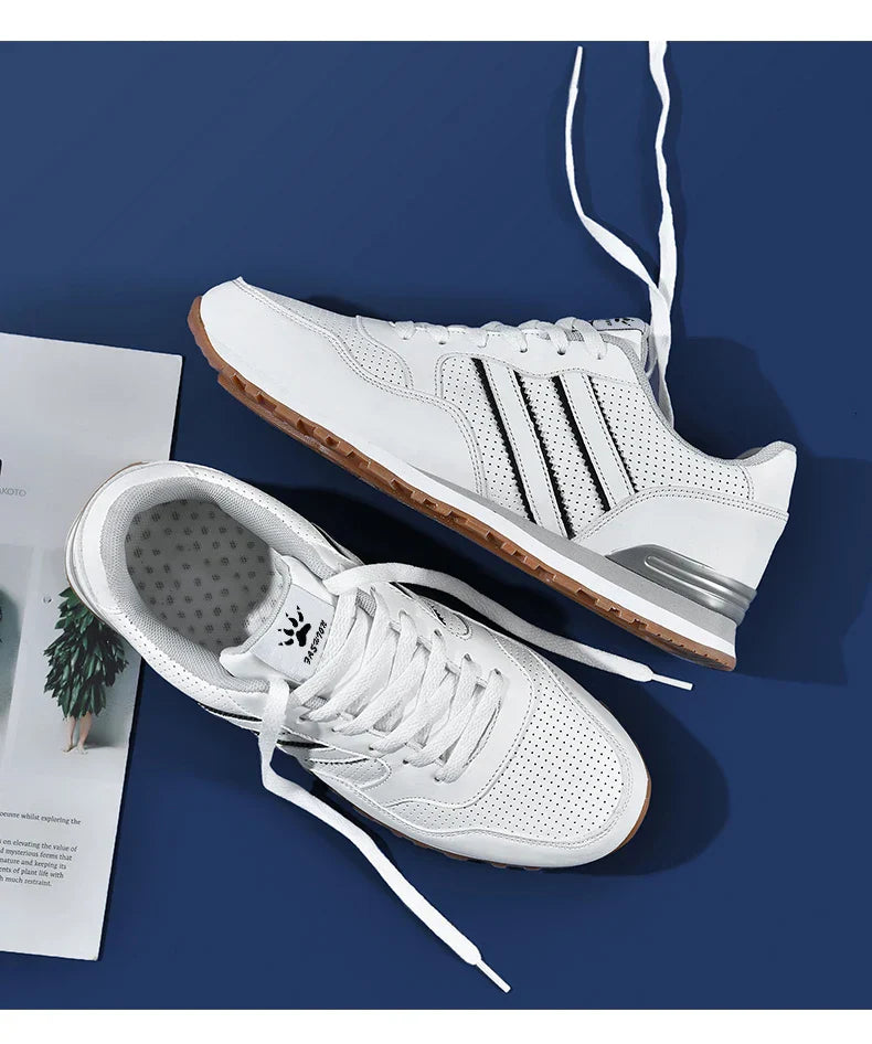 High Quality Men's Vulcanized Sneakers Leather Casual Shoes Breathable Mesh Men Tennis Shoes Male Flat Shoe Zapatillas Hombre