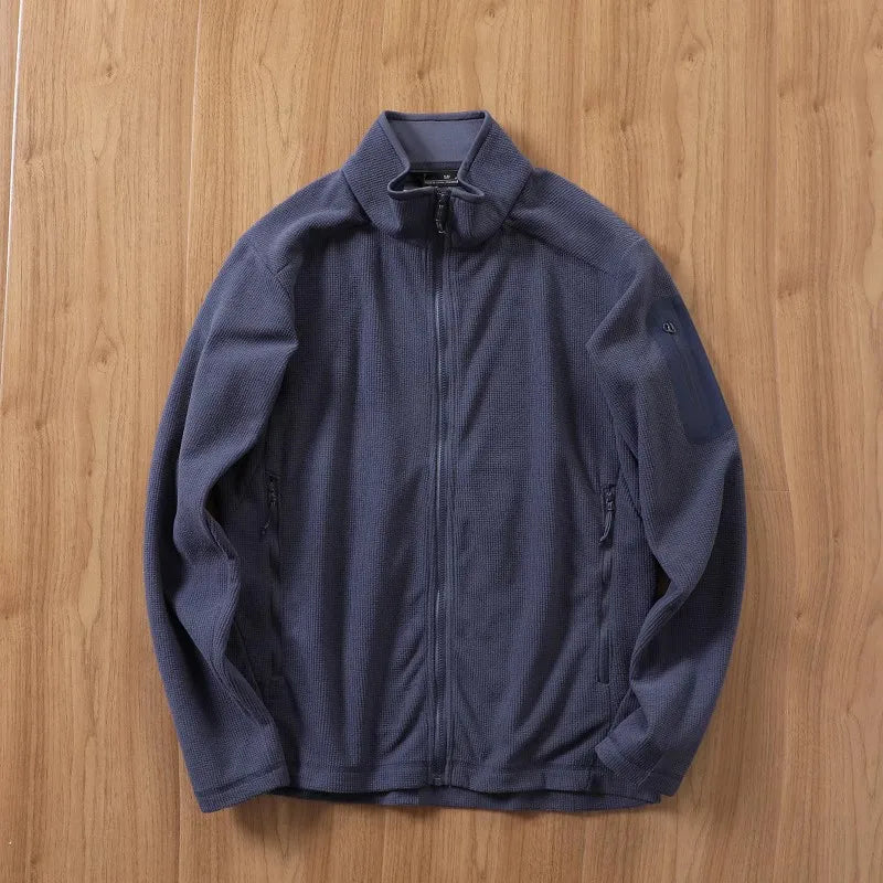 Outdoor Lightweight Fleece Sweatshirt Jacket Men's Zipper Closure Stand Collar Technical Fabric Comfortable Youth Fashion