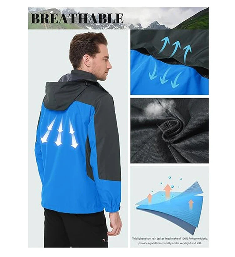 Men Autumn Jacket Camping Hiking Trekking Windbreaker Waterproof With Hood Spring Outdoor Sports Travel Climbing Coats