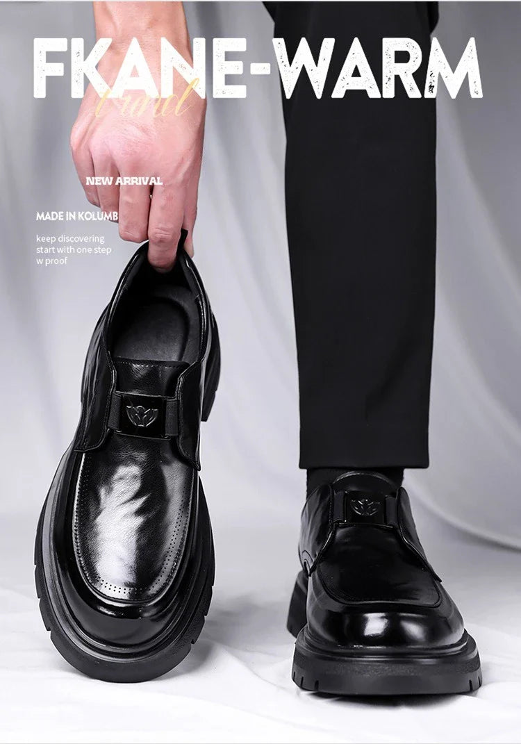 Spring Autumn New Increase Leather Shoes for Men Black Business Casual Platform Shoes Male Fashion High Quality Dress Shoe Man