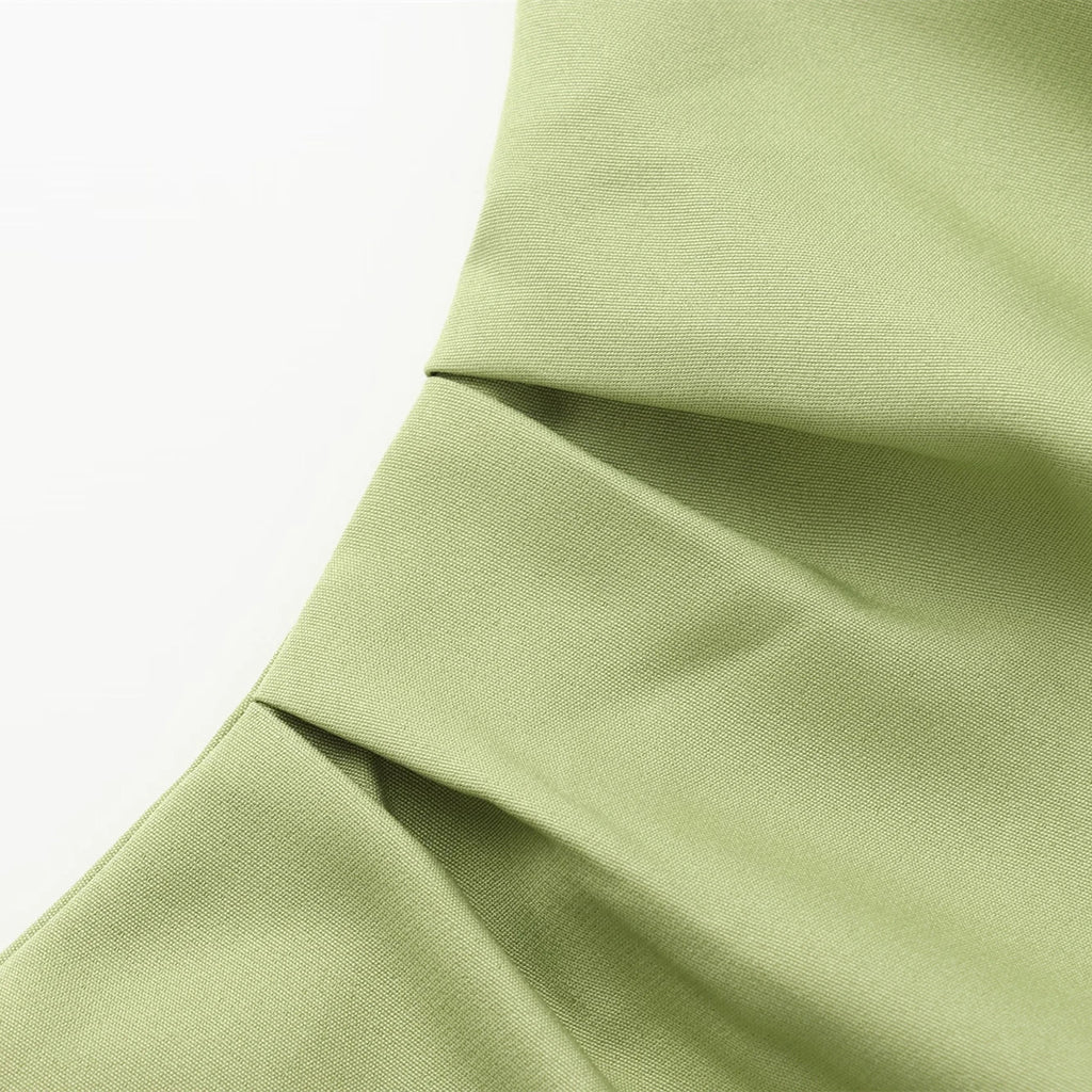 Women Fashion Summer New Sexy Split Back Zip Pleated Sleeveless Strapless Dress Chic Female French Elegant Evening