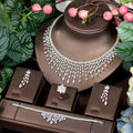Top White Cubic Zirconia Bridal Shiny Tassel Necklace Jewelry Sets For Wedding Party Dress Accessories N-1503