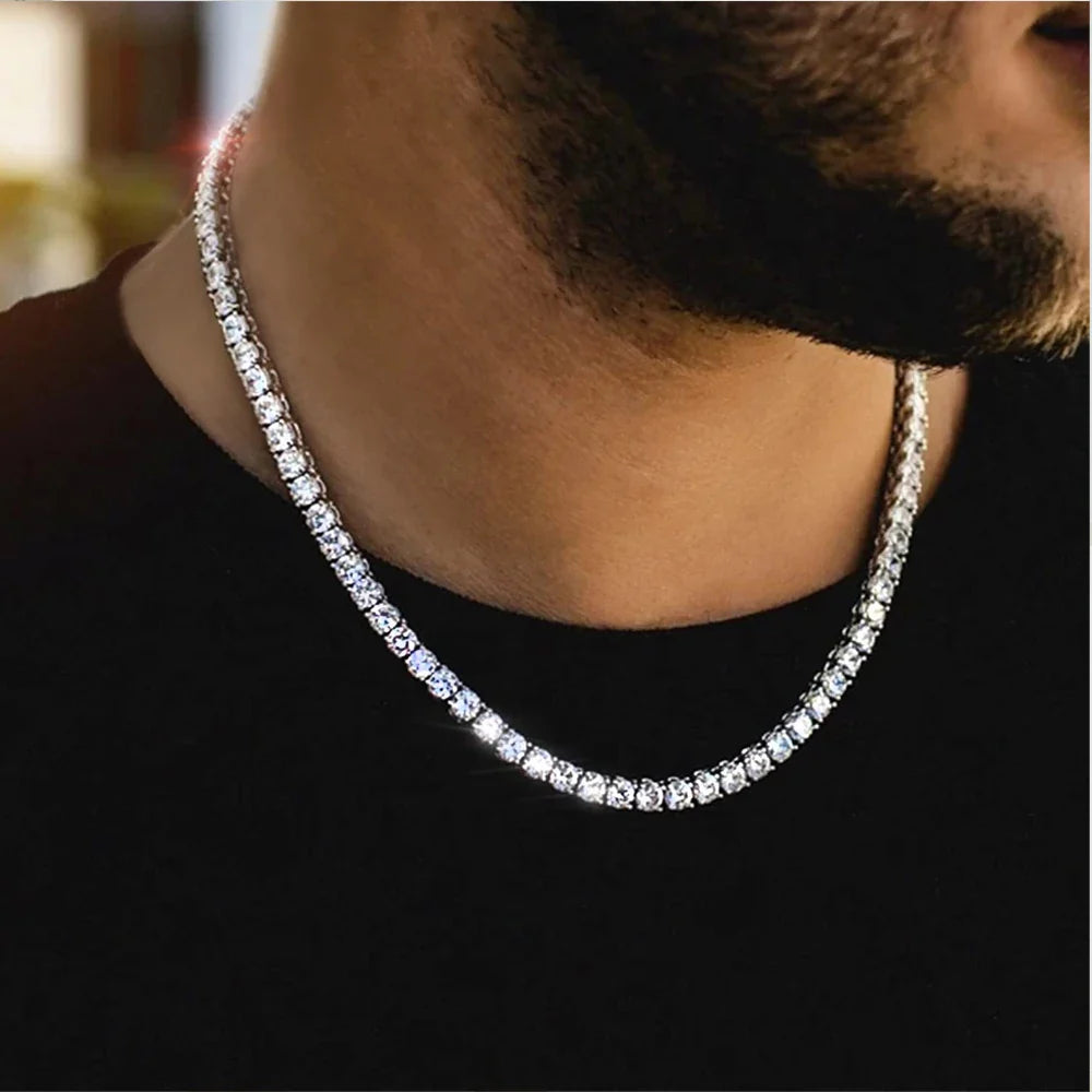 Certified Full Moissanite Tennis Necklaces Bracelets For Women Men 100% S925 Silver 3/4/5/6.5mm Lab Diamond Riviera Necklace