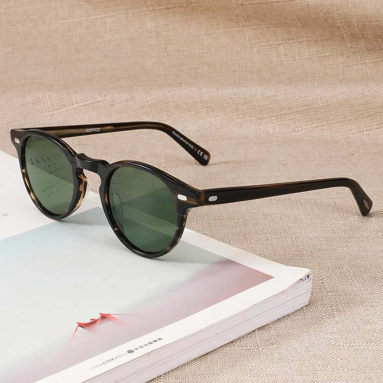 Gregory Peck Vintage Polarized Sun Glasses OV5186 Clear Frame Sunglasses Brand Designer Men Women OV 5186 Gafas Oculos with case