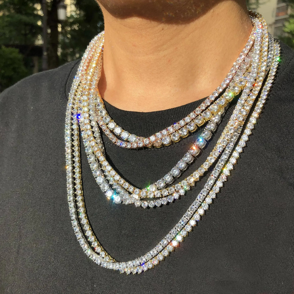 Hip Hop Unisex Moissanite Tennis Chain Original 925 Sterling Silver Moissanite Bracelet Necklace For Women Men Wedding Jewelry