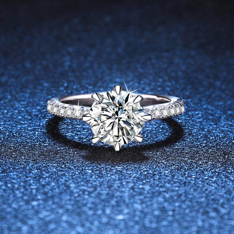 1ct 2ct Moissanite Wedding Ring 925 Sterling Silver Eternity Band Lab Diamond Bride Party Rings For Women Fine Jewelry
