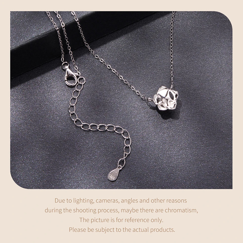 0.5CT Moissanite Rose Flower Pendant Necklace 925 Sterling Silver Round Cut Diamond O-Chain for Women Valentine's Day