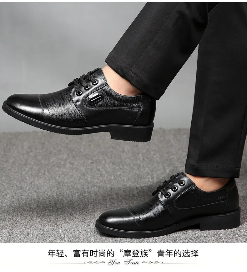 Men's Genuine Cow Leather Shoes Business Casual Shoes With Triple-Stitched Soles For Middle-Aged And Elderly Men 2025