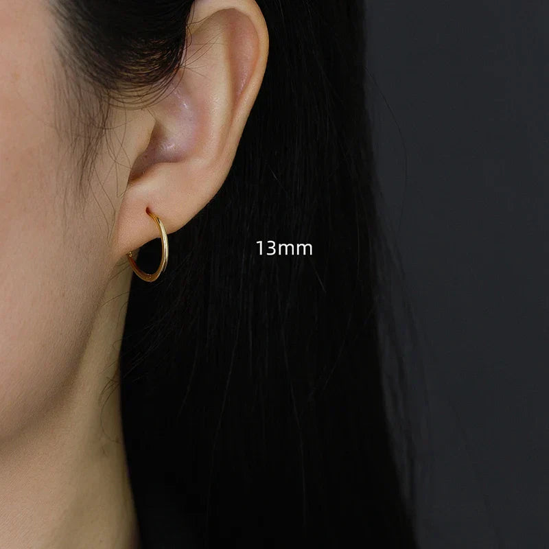 925 Sterling Silver Minimalist Glossy Circle Hoop Earrings for Women Fashion Simple Ear Bone Piercing Jewelry Accessories
