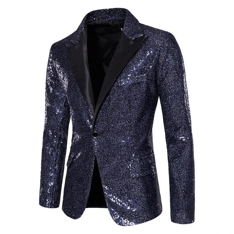 European and American Hosting Performance Dress High End Men's Gold Sequin Suit Korean Version Slim Fit Studio Suit Jacket