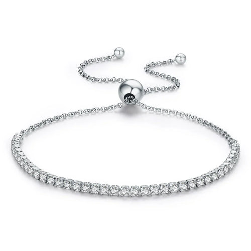 18K Gold Plated CZ Classic Tennis Bracelet for Women, 925 Sterling Silver Adjustable Slider Bracelet Wedding Jewelry Gift