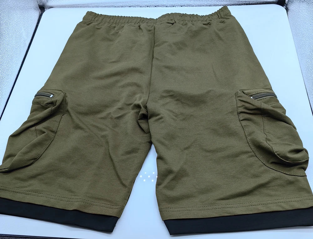 Men‘s Cargo Shorts Cotton Workout Fitness Shorts Breathable Jogger Training Gym Bodybuilding Multi Pocket Thick Shorts