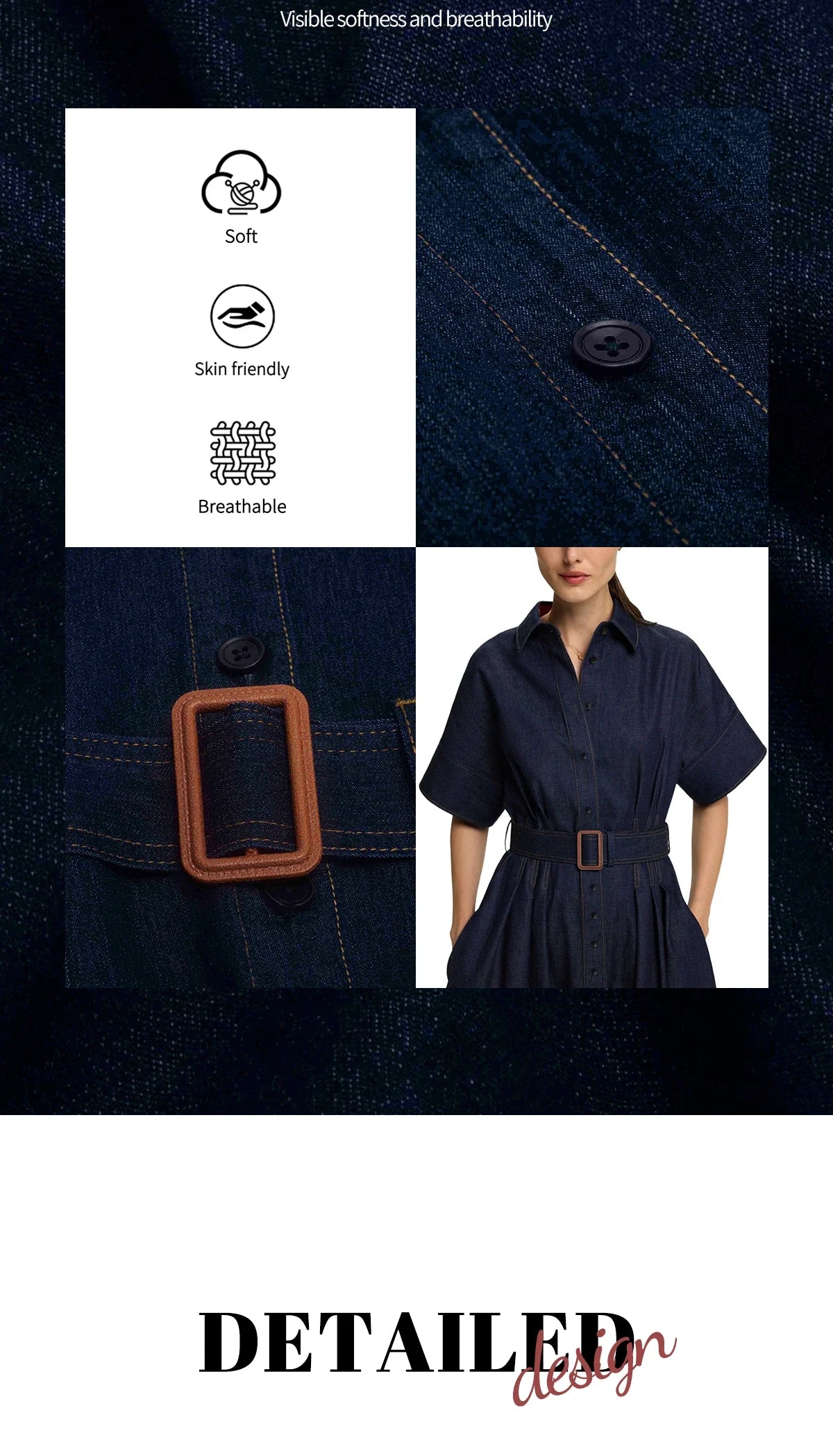 2025 Spring New Series Denim MIDI Dress With Lapel Fashion Slim Elegant Women's Dresses Female Party Dress