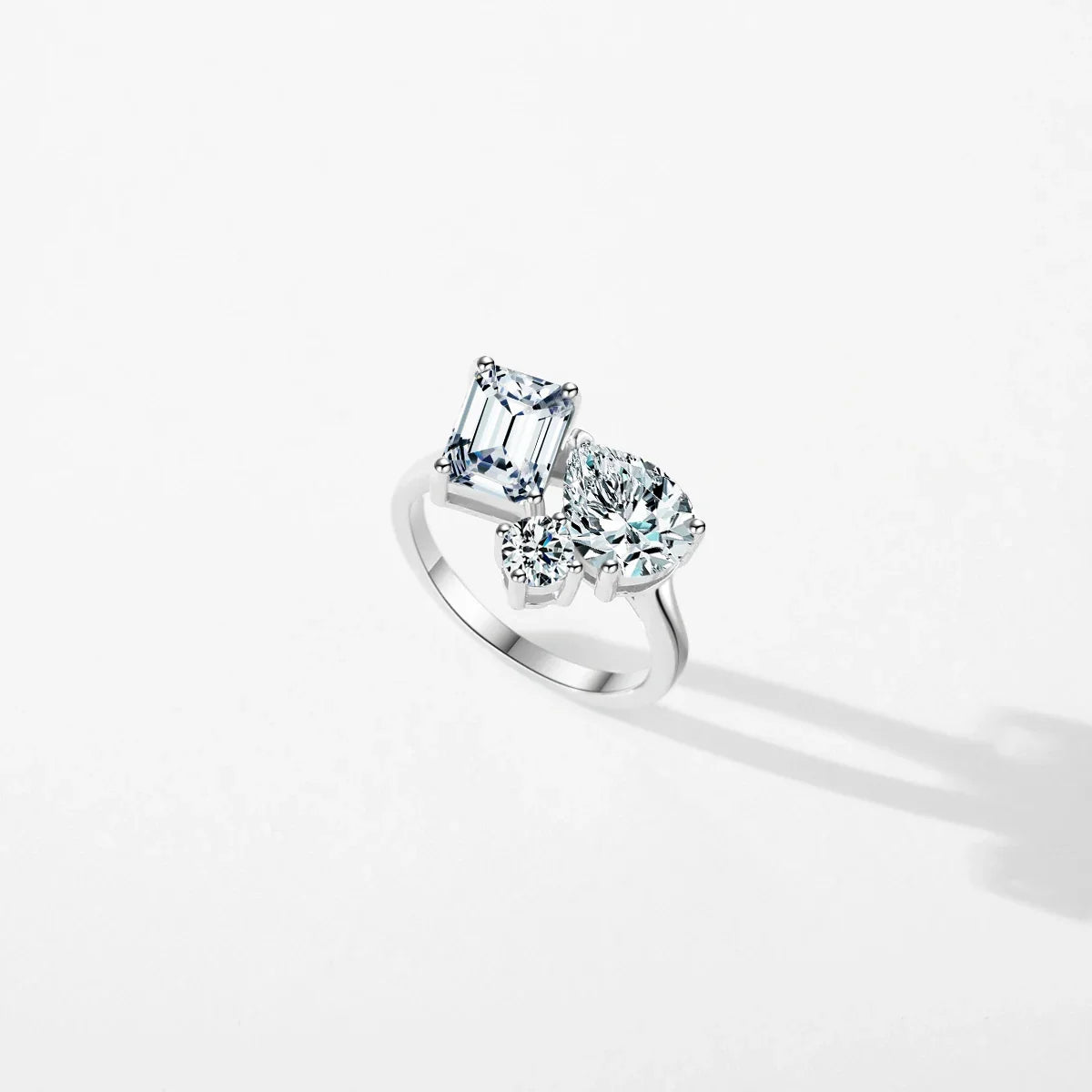 Real 925 Sterling Silver Luxury Geometric Dazzling Emerald Cut Zirconia Ring For Women Classic Wedding Fine Jewelry Gifts