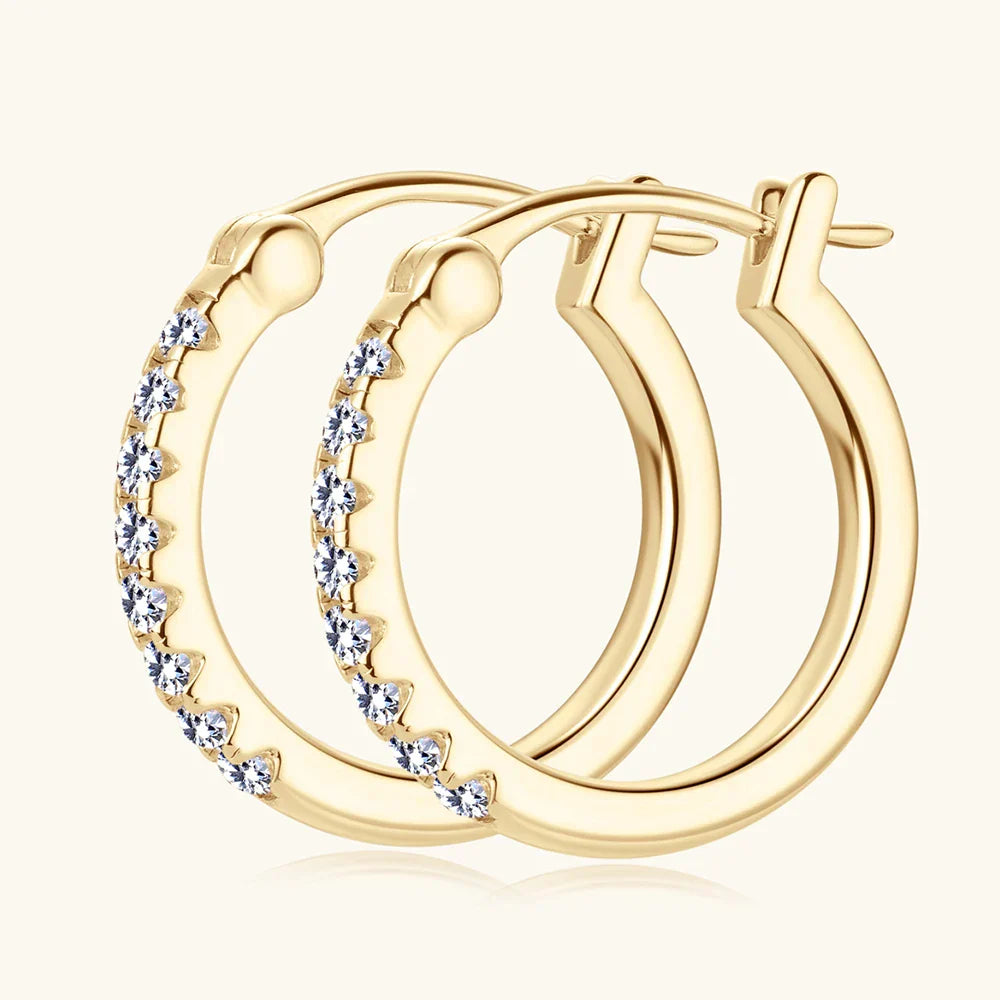 Hoops 1.8mm Moissanite Earrings For Women Real 925 Sterling Sliver Plated Yellow Gold Hoop Earring Fine Jewelry Christmas Gifts