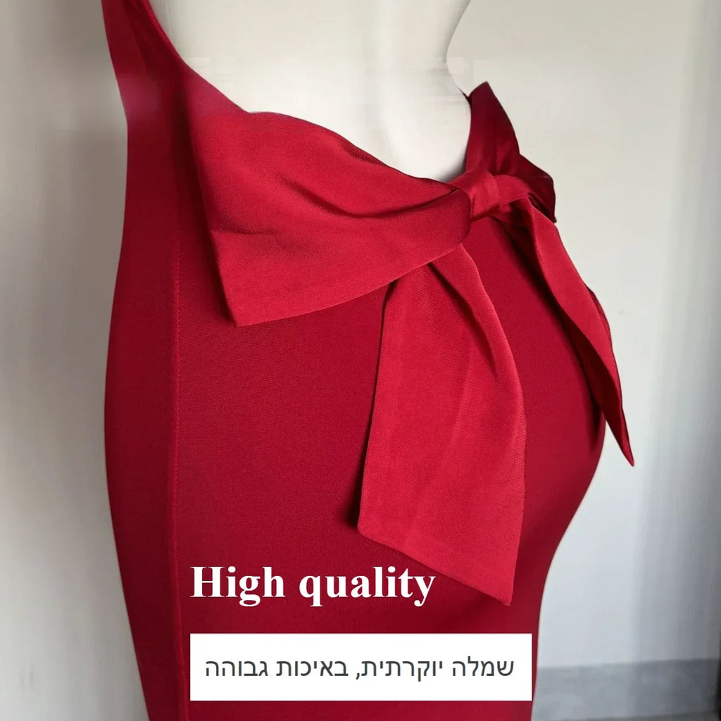 Oligai Maxi Elegant Party Dresses 2025 Red Sleeveless Long Dresses Holiday birthday Robe Sexy Clothes for Women with Bow