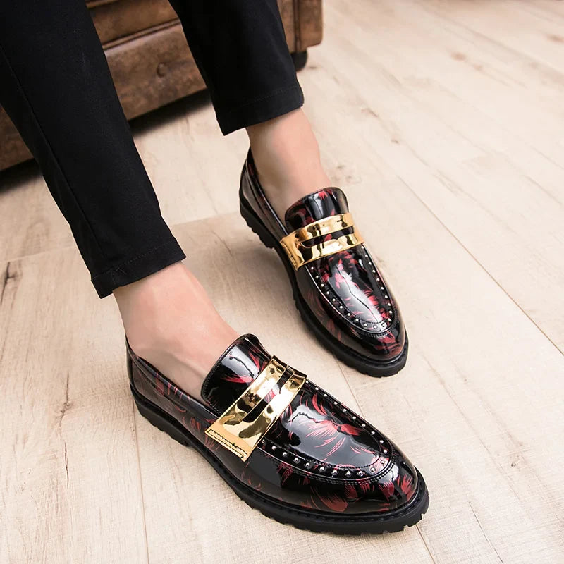 Fashion Classic Thick Sole Men's Penny Loafers Slip-On Business Dress Shoes Gentleman Metal Buckle Formal Black Shoes
