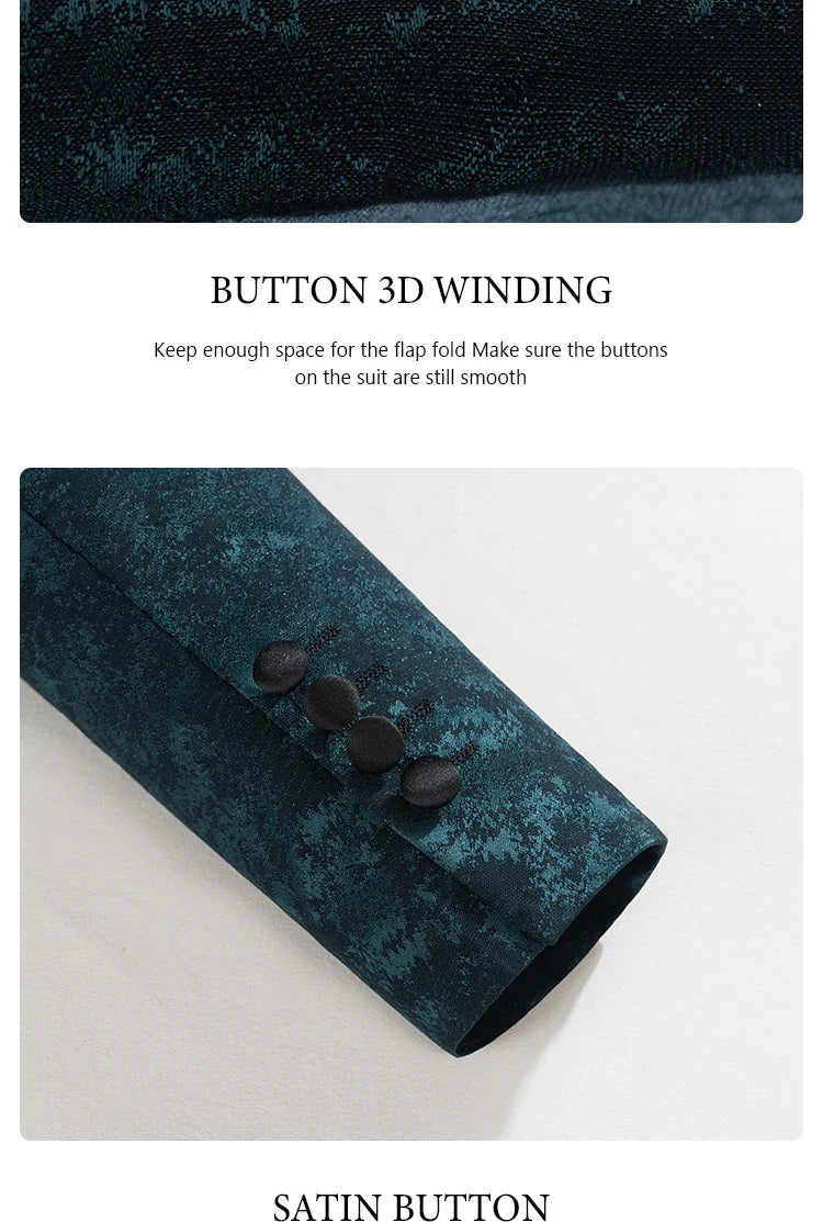 Luxury shawl collar 2-piece suit set men's party high-end business casual suit groom's wedding dress Jacquard pattern