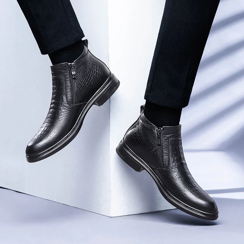 Genuine Leather Autumn Winter Business Dress Snow Boots Men's Office Ankle Formal Boots for Men Designer Casual Shoes Sneakers