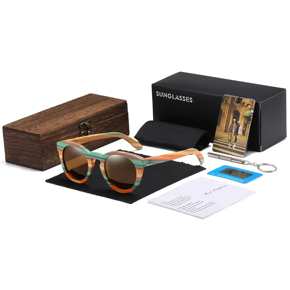 Natural Bamboo And Wooden Sunglasses VIP Manual Polarized Glasses Luxury brand Environmental Degradable Glasses Gift Box